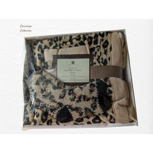 Concierge Collection Leopard Print Soft&Cozy Angel Wrap & Sock Set